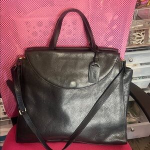 kate spade Black Leather Saturday Tote with Top Handles and Crossbody Strap